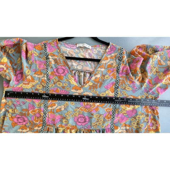 Rusttydustty Modern Bohemia Crush Floral Mini Dress Long Sleeve Viscose 3XL - Picture 16 of 16